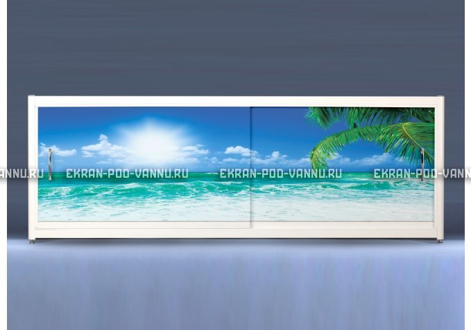 Экран на роликах EUROPLEX Пляж – купить по цене 12400 руб. в интернет-магазине в городе Киров картинка 1