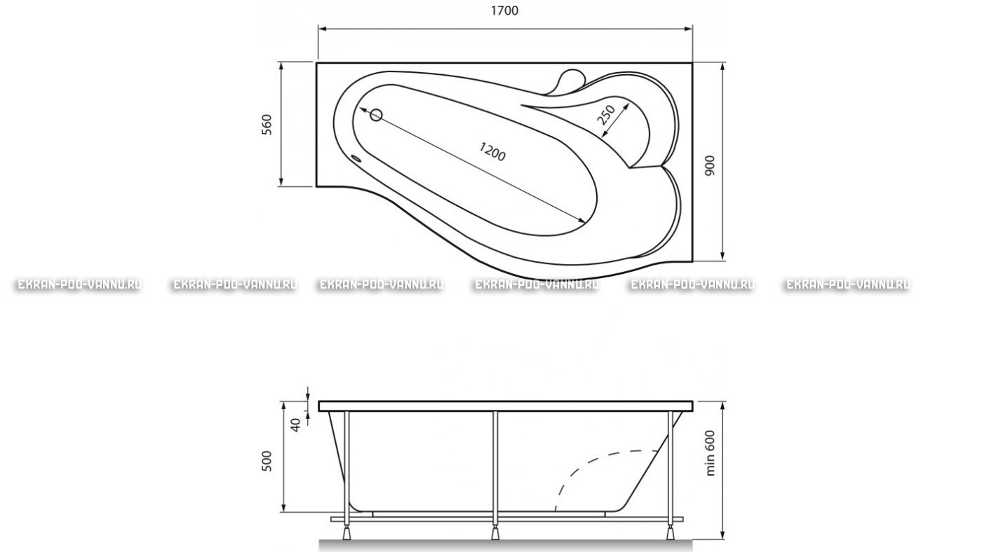 Акриловая ванна Relisan Isabella 170x90x60 – купить по цене 24130 руб. в интернет-магазине в городе Киров картинка 13