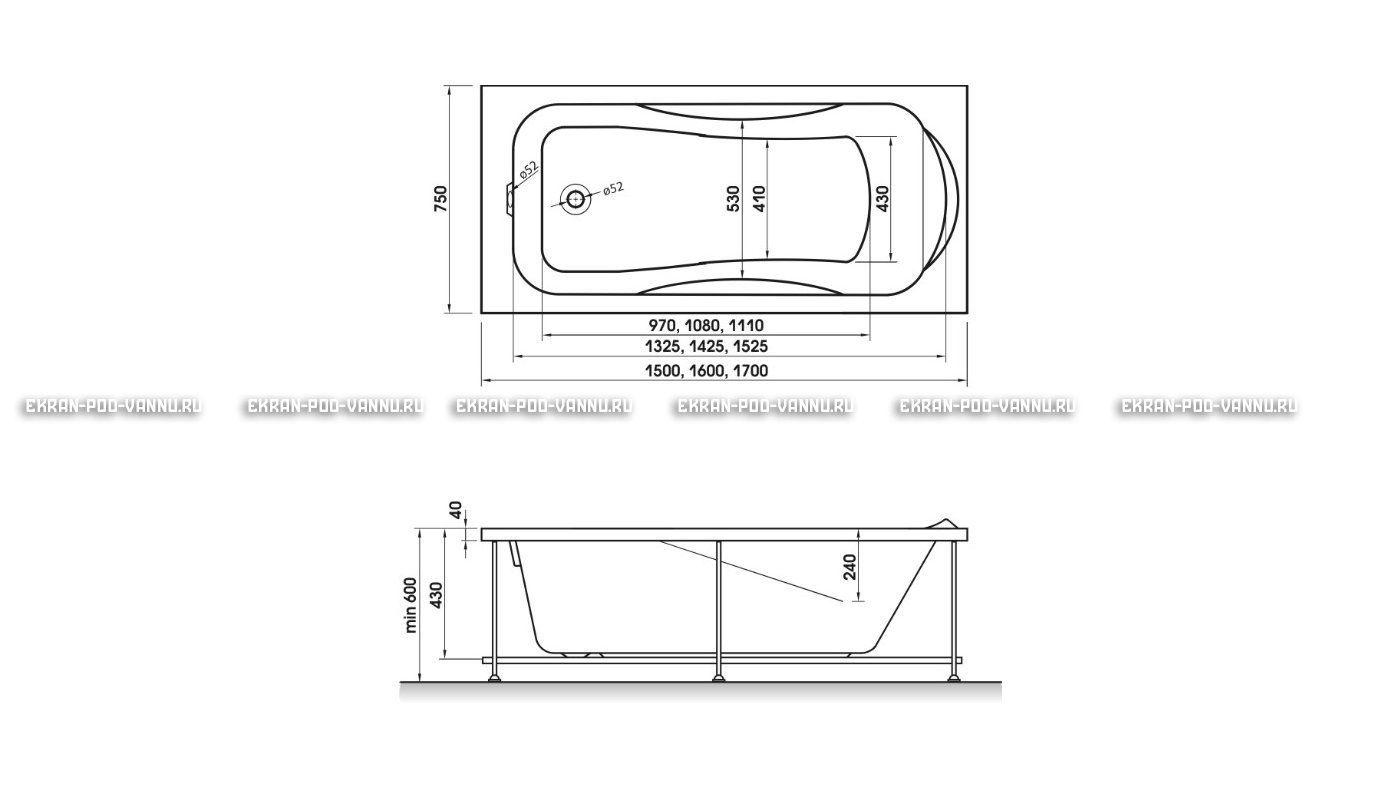 Акриловая ванна Relisan Elvira 150x75 – купить по цене 15260 руб. в интернет-магазине в городе Киров картинка 10