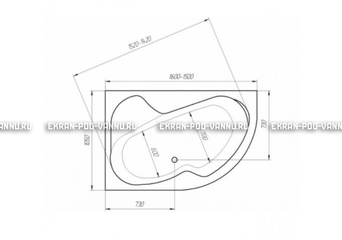 Акриловая ванна 1MarKa Aura 150x105 – купить по цене 16250 руб. в интернет-магазине в городе Киров картинка 3