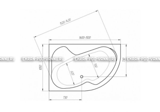 Акриловая ванна 1MarKa Imago 160x105 – купить по цене 16700 руб. в интернет-магазине в городе Киров картинка 3