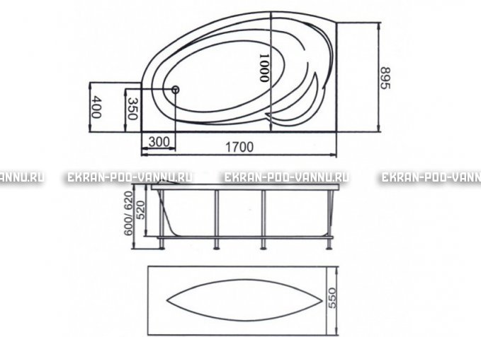 Акриловая ванна 1MarKa Julianna 170x100 – купить по цене 21320 руб. в интернет-магазине в городе Киров картинка 3