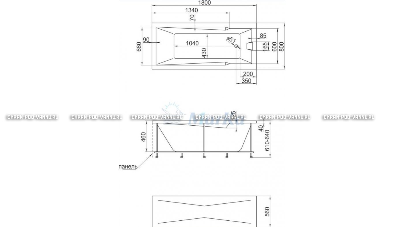 Акриловая ванна 1MarKa Raguza 180x80 – купить по цене 17854 руб. в интернет-магазине в городе Киров картинка 13