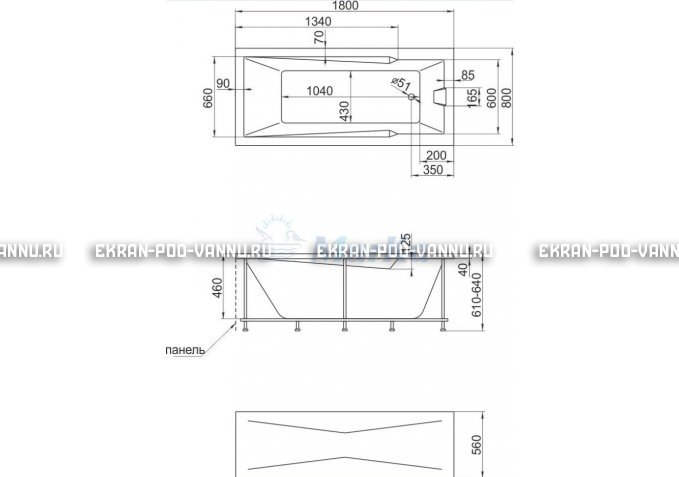 Акриловая ванна 1MarKa Raguza 180x80 – купить по цене 17854 руб. в интернет-магазине в городе Киров картинка 4