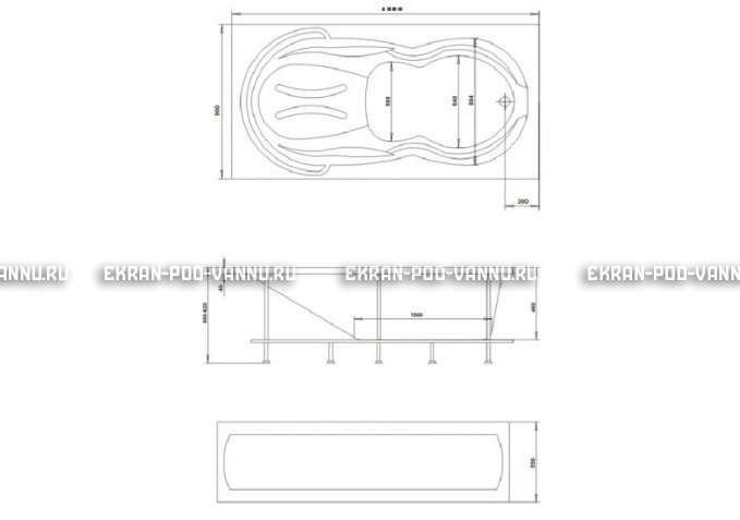 Акриловая ванна 1MarKa Taormina 180x90 – купить по цене 17670 руб. в интернет-магазине в городе Киров картинка 3