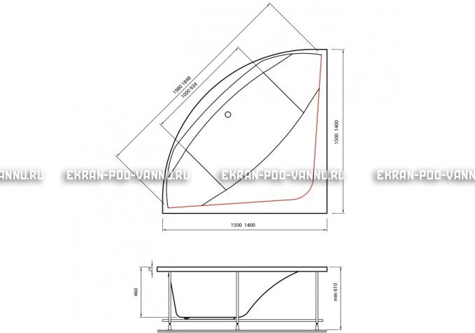 Акриловая ванна Vayer Boomerang 140x140 – купить по цене 53070 руб. в интернет-магазине в городе Киров картинка 4