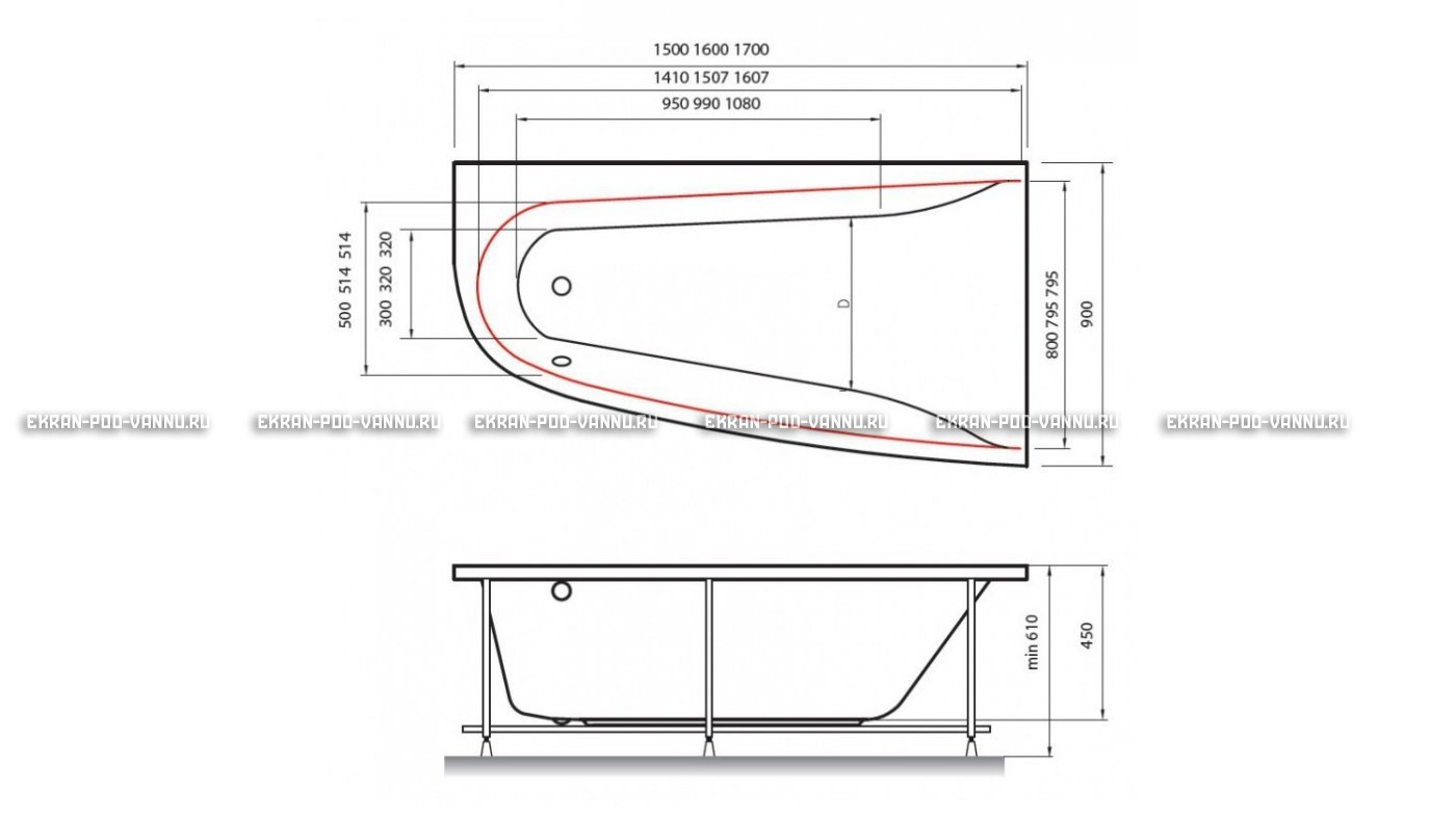 Акриловая ванна Vayer Boomerang 170x90 – купить по цене 47600 руб. в интернет-магазине в городе Киров картинка 10