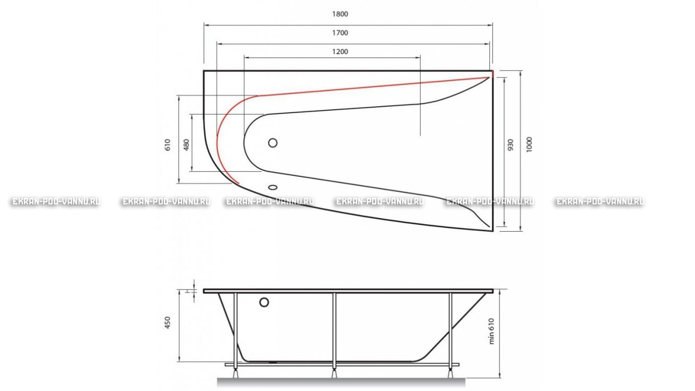 Акриловая ванна Vayer Boomerang 180x100 – купить по цене 53030 руб. в интернет-магазине в городе Киров картинка 13