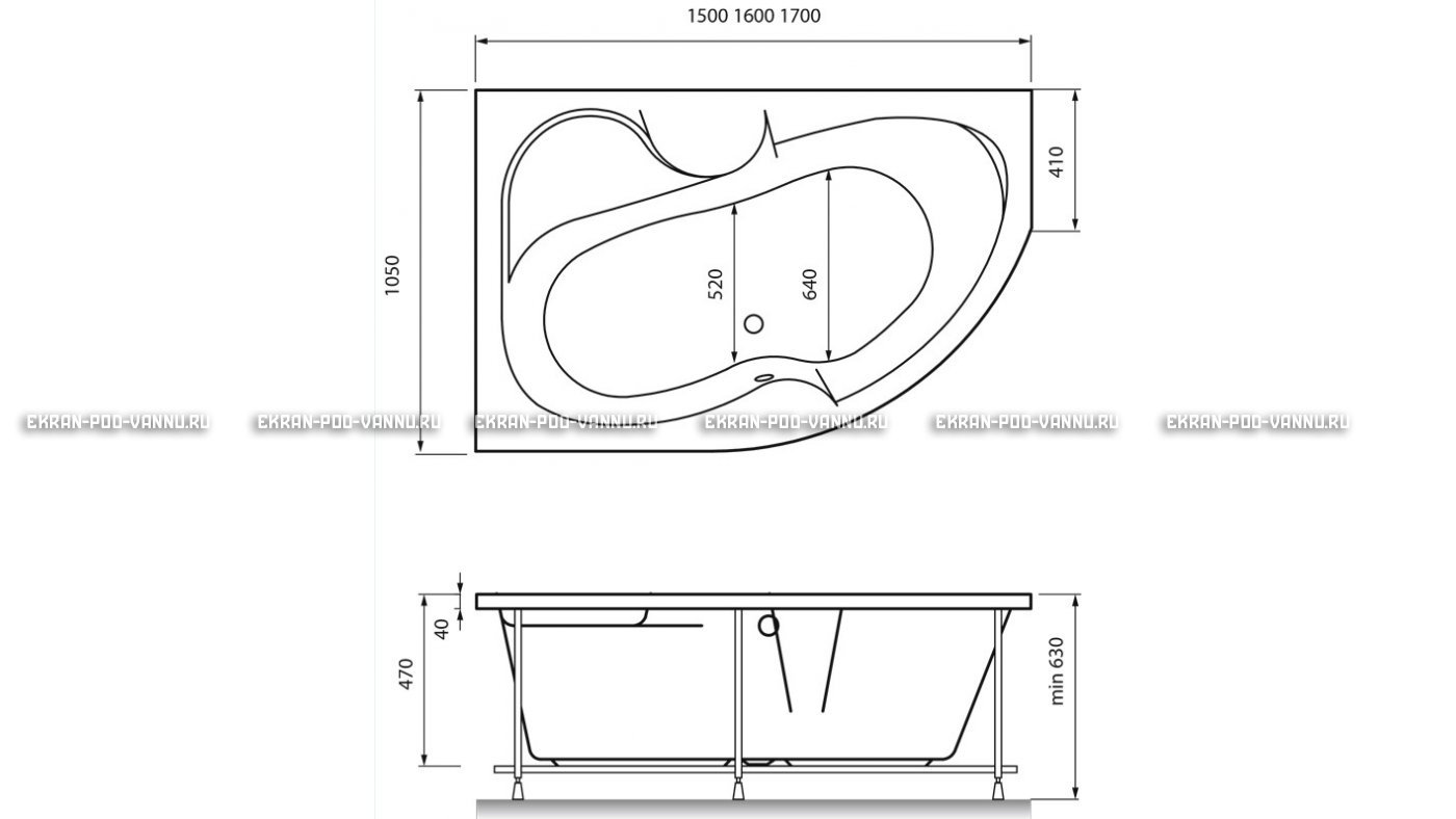 Акриловая ванна Vayer Azalia 160x105 – купить по цене 28220 руб. в интернет-магазине в городе Киров картинка 16