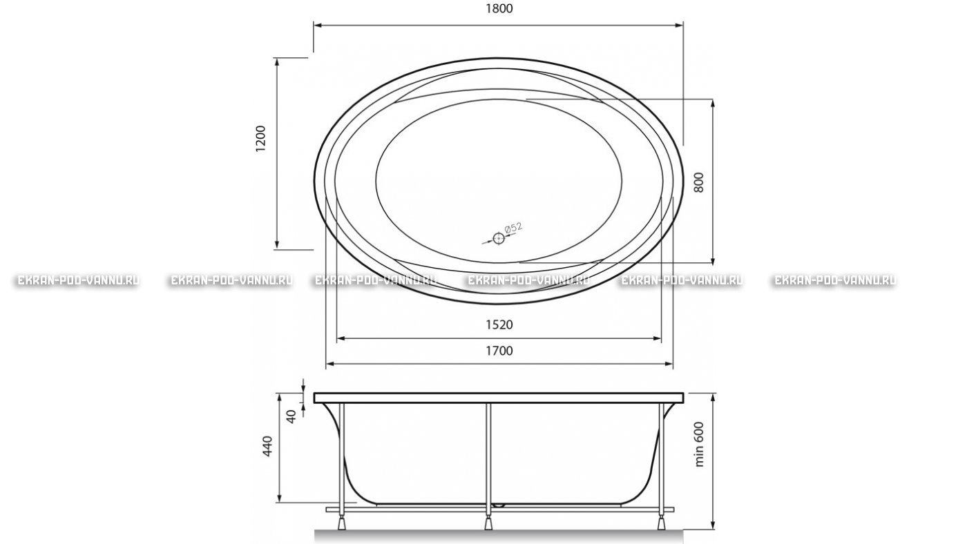 Акриловая ванна Vayer Opal 180x120 – купить по цене 33850 руб. в интернет-магазине в городе Киров картинка 13
