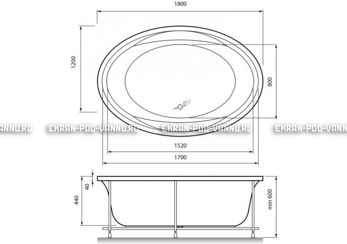 Акриловая ванна Vayer Opal 180x120 – купить по цене 33850 руб. в интернет-магазине в городе Киров картинка 4